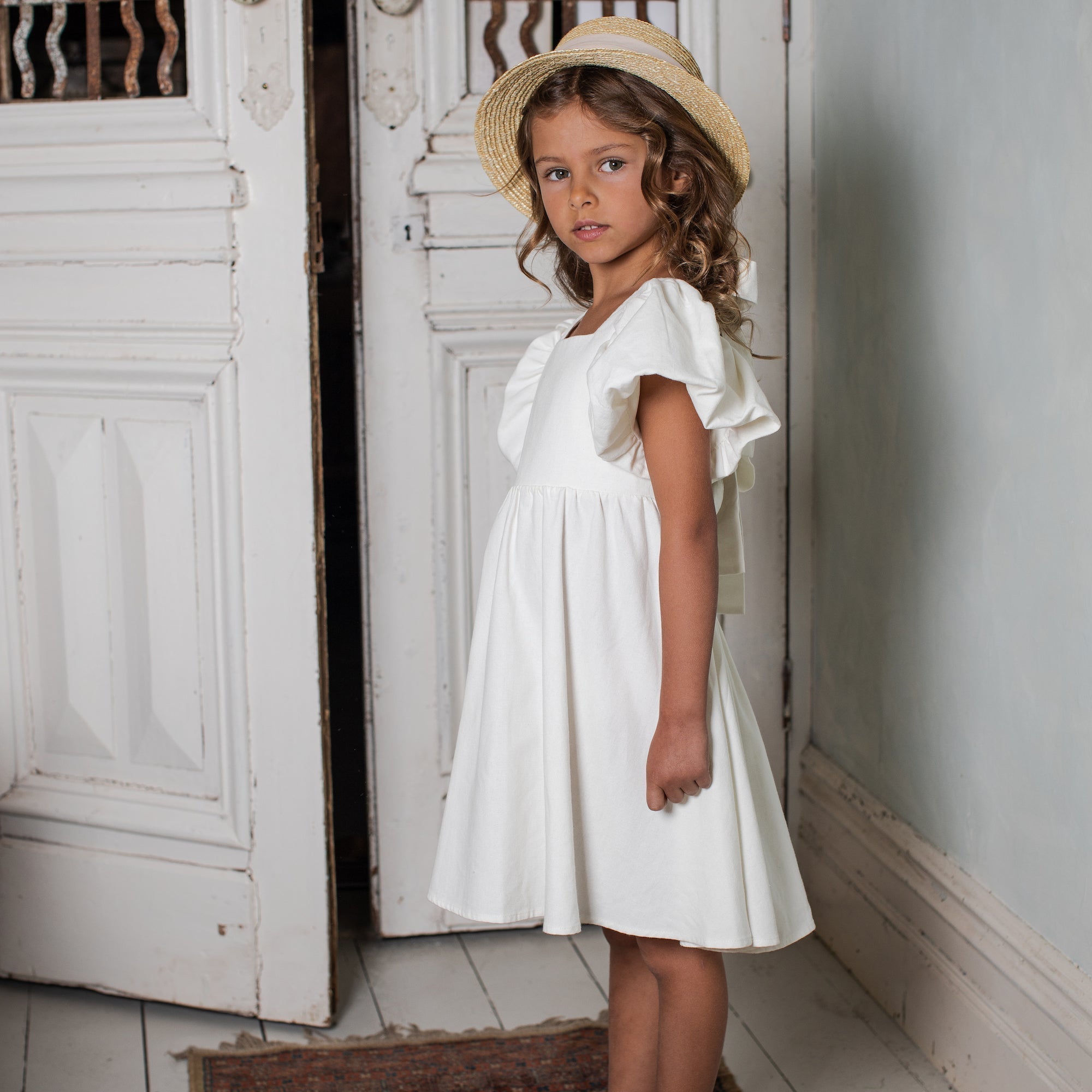 The Perfect Outfit for Weddings and Special Occasions: Grace Tie Back Dress and Grace Tie Back Romper in Ecru & Pink - Designer Kidz