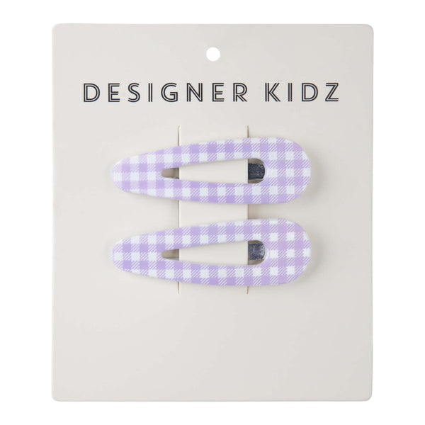 Checked Hair Clips - Lavender