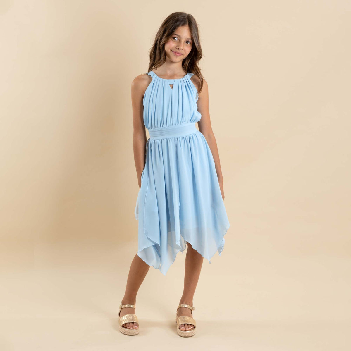 Angelene Panelled Dress - Blue - Designer Kidz