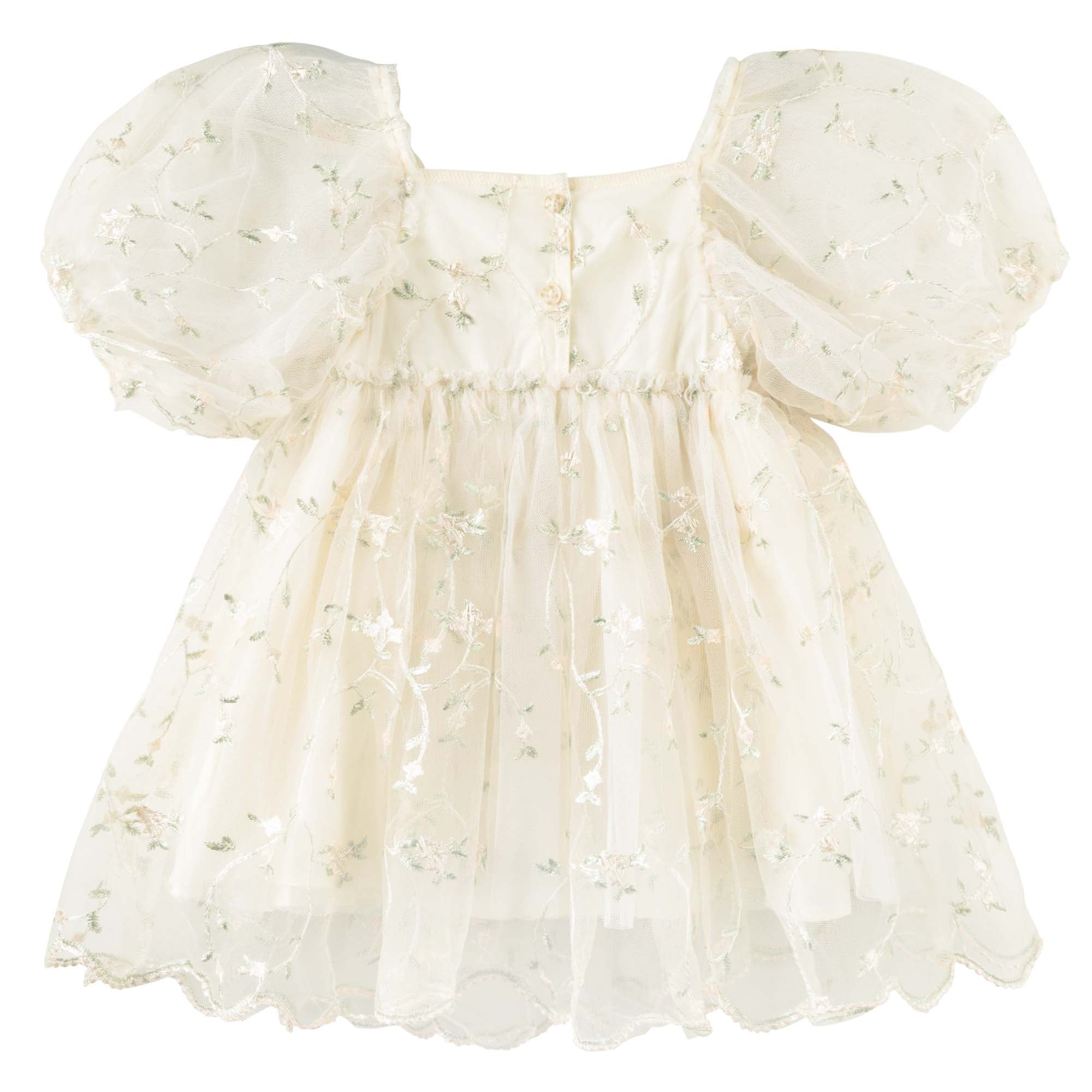 Ava Embroidered Floral Dress - Designer Kidz