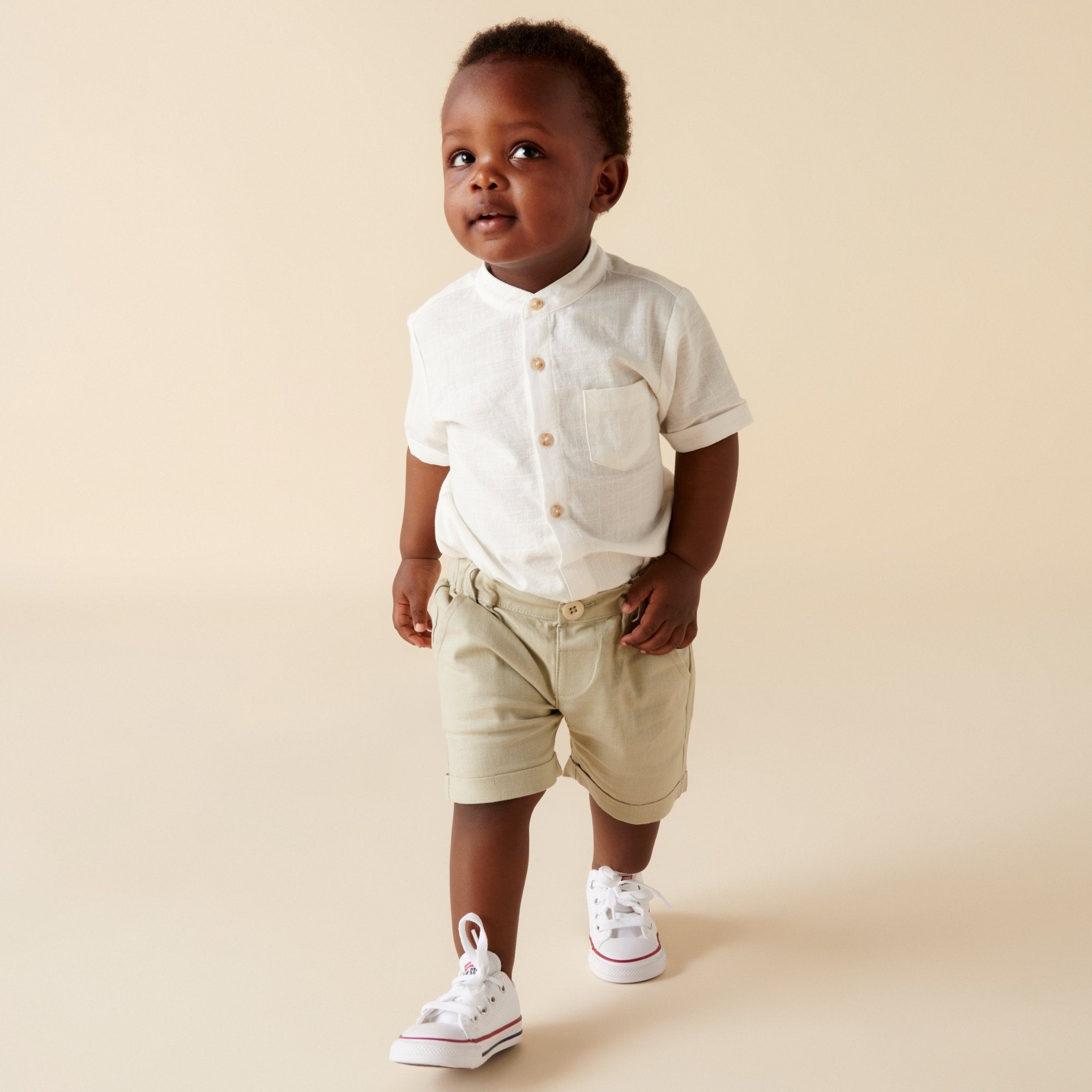 Finley Linen Shorts - Pistachio - Designer Kidz