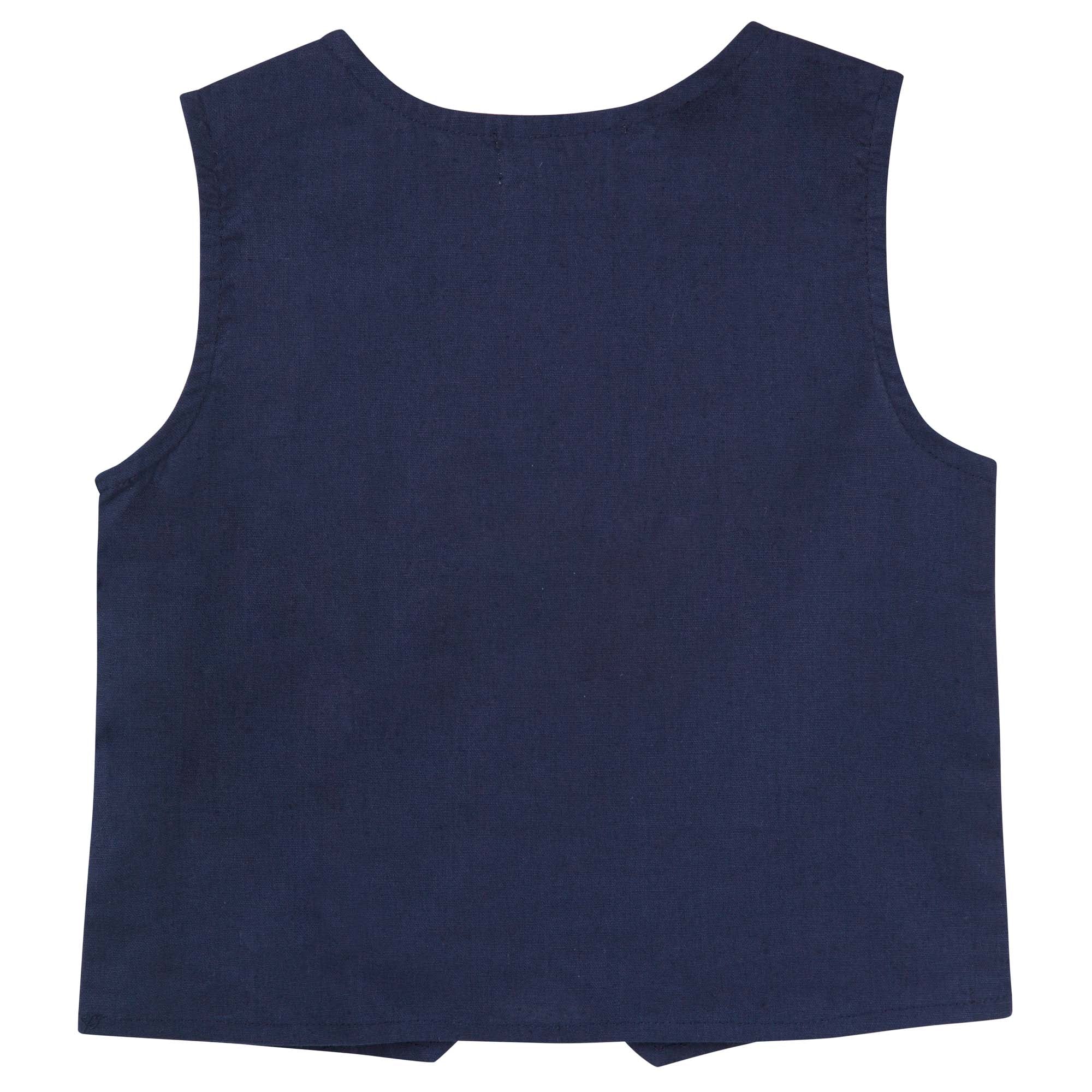 Finley Linen Vest - Navy - Designer Kidz