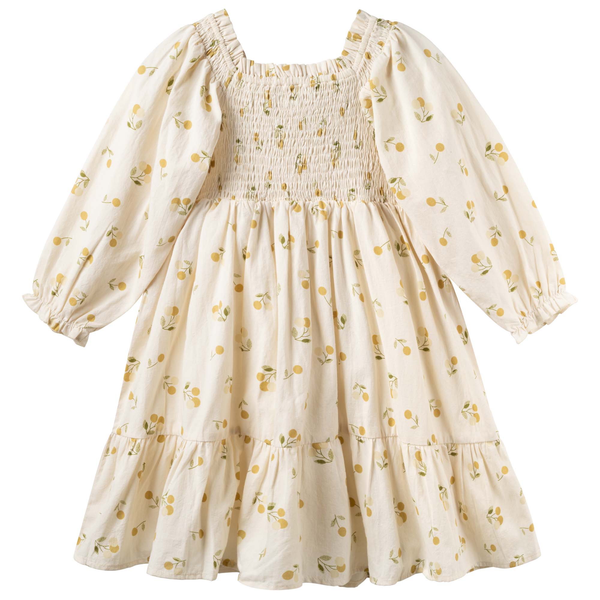 Golden Cherry Tiered Dress - Designer Kidz