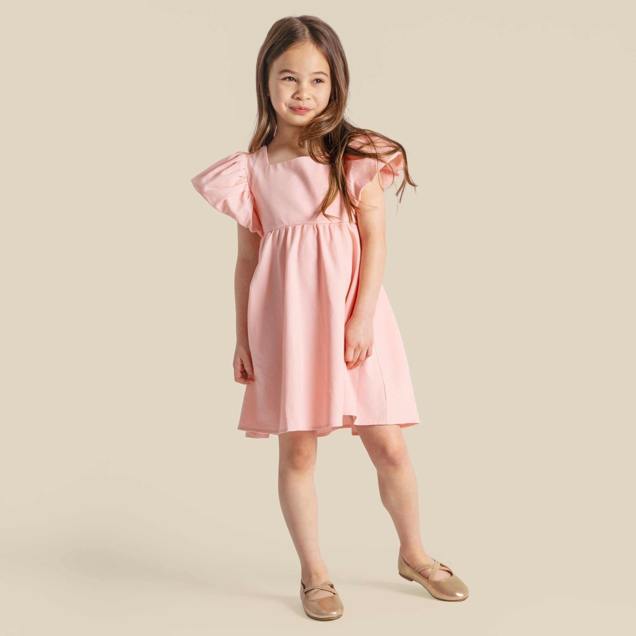 Grace Tie Back Dress - Pink - Designer Kidz