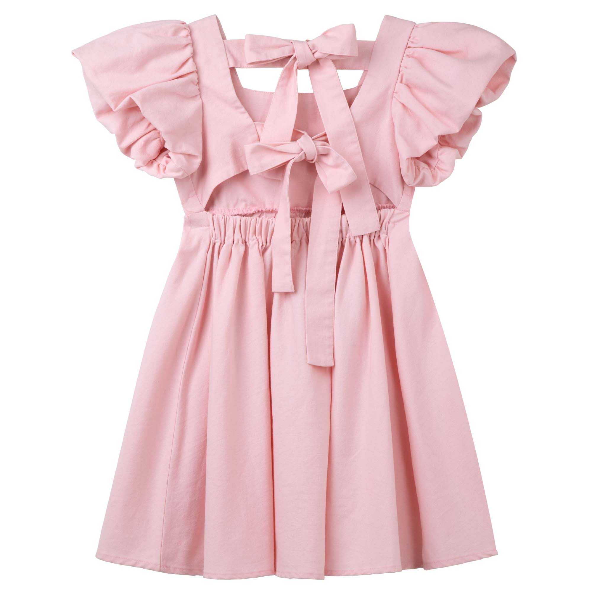 Grace Tie Back Dress - Pink - Designer Kidz