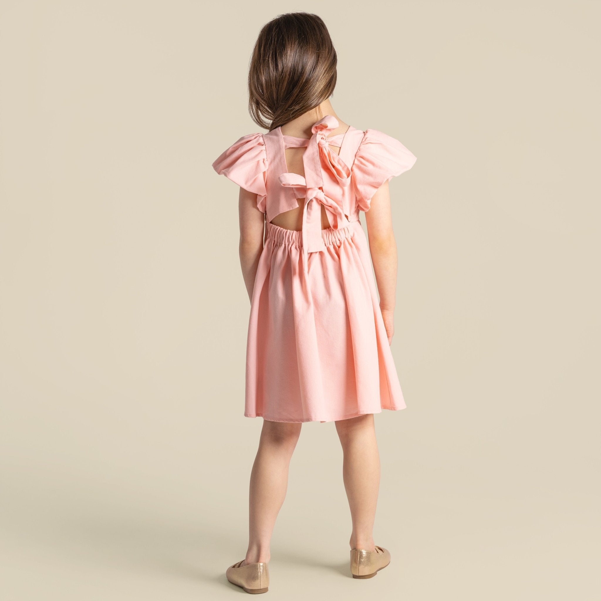 Grace Tie Back Dress - Pink - Designer Kidz