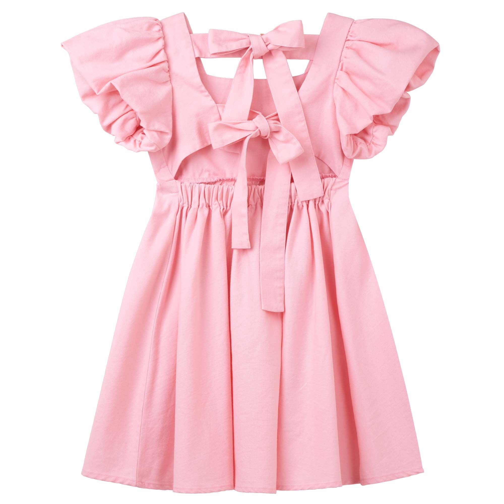 Grace Tie Back Dress - Pink - Designer Kidz
