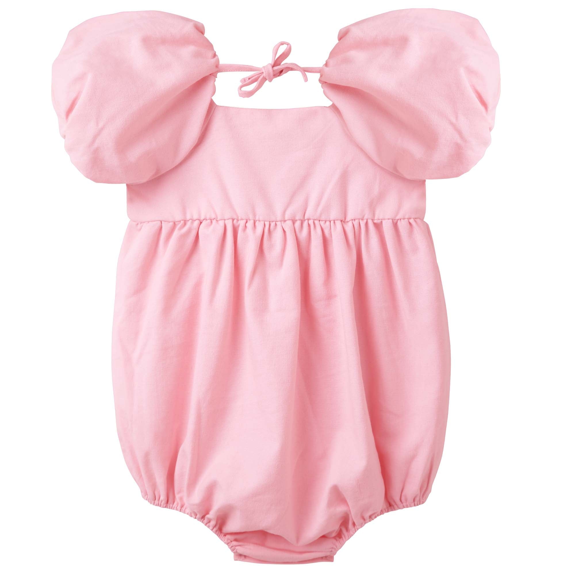 Grace Tie Back Romper - Pink - Designer Kidz