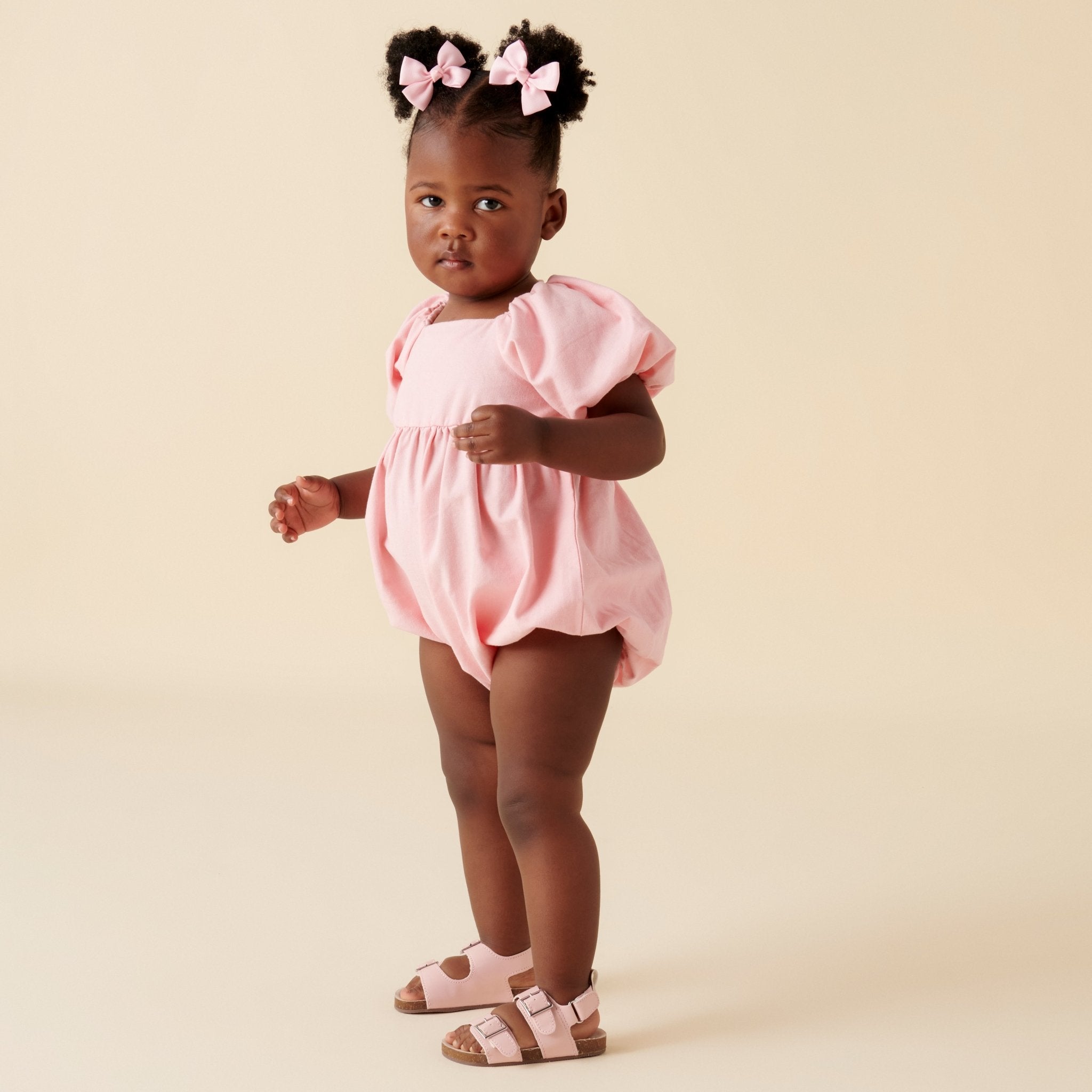 Grace Tie Back Romper - Pink - Designer Kidz