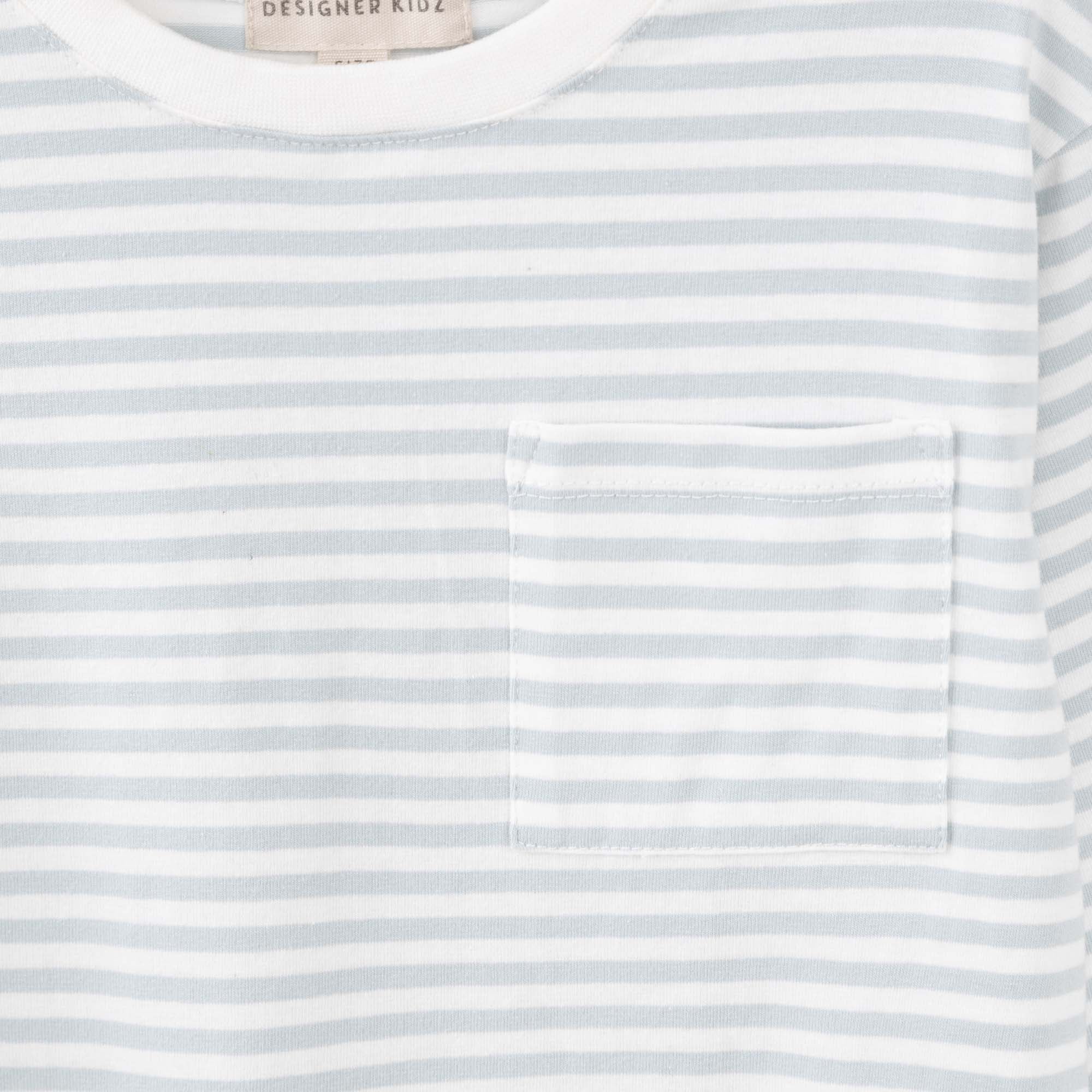 Harvey L/S Stripe T-Shirt - Ice Blue - Designer Kidz