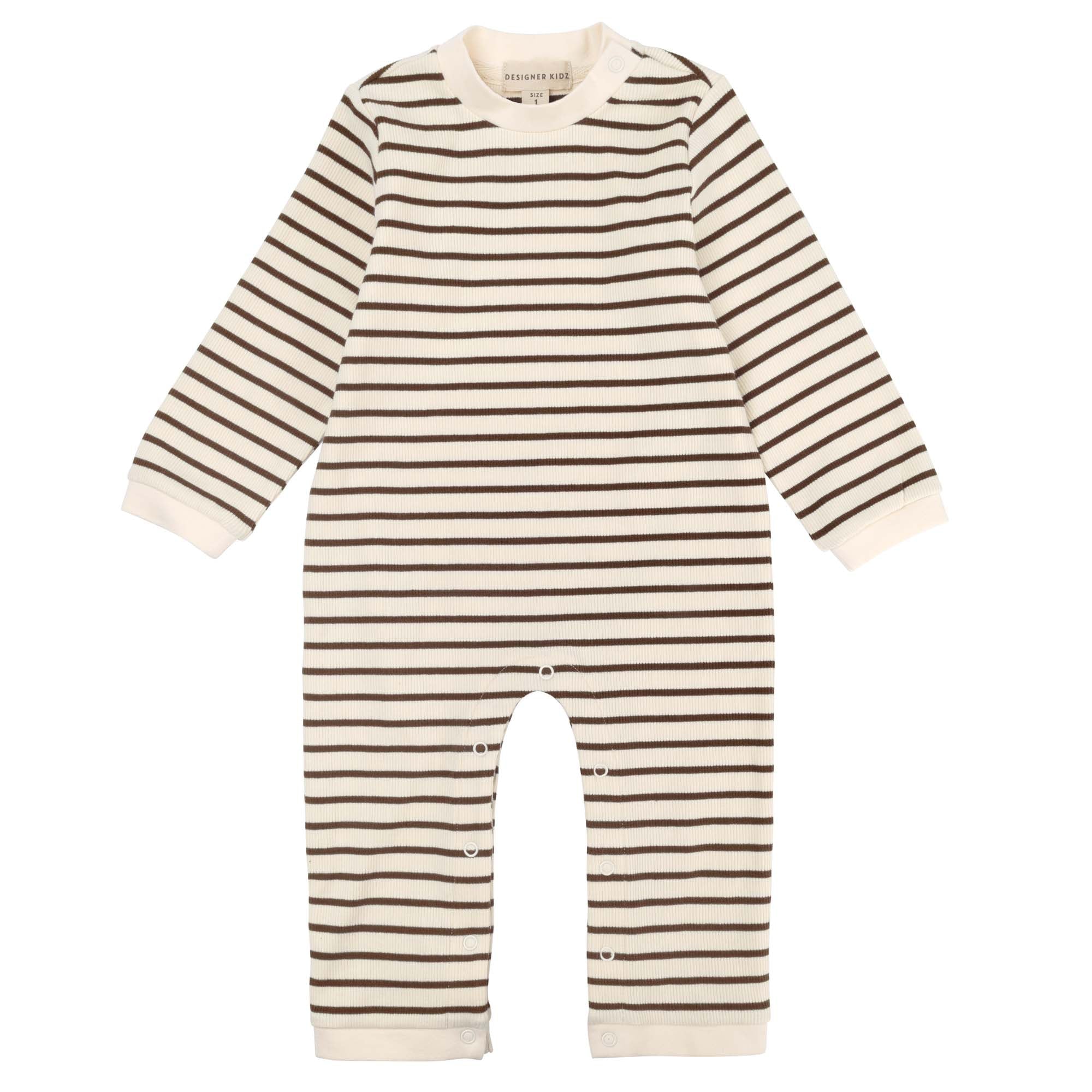 Jack Rib Stripe Romper - Chestnut - Designer Kidz