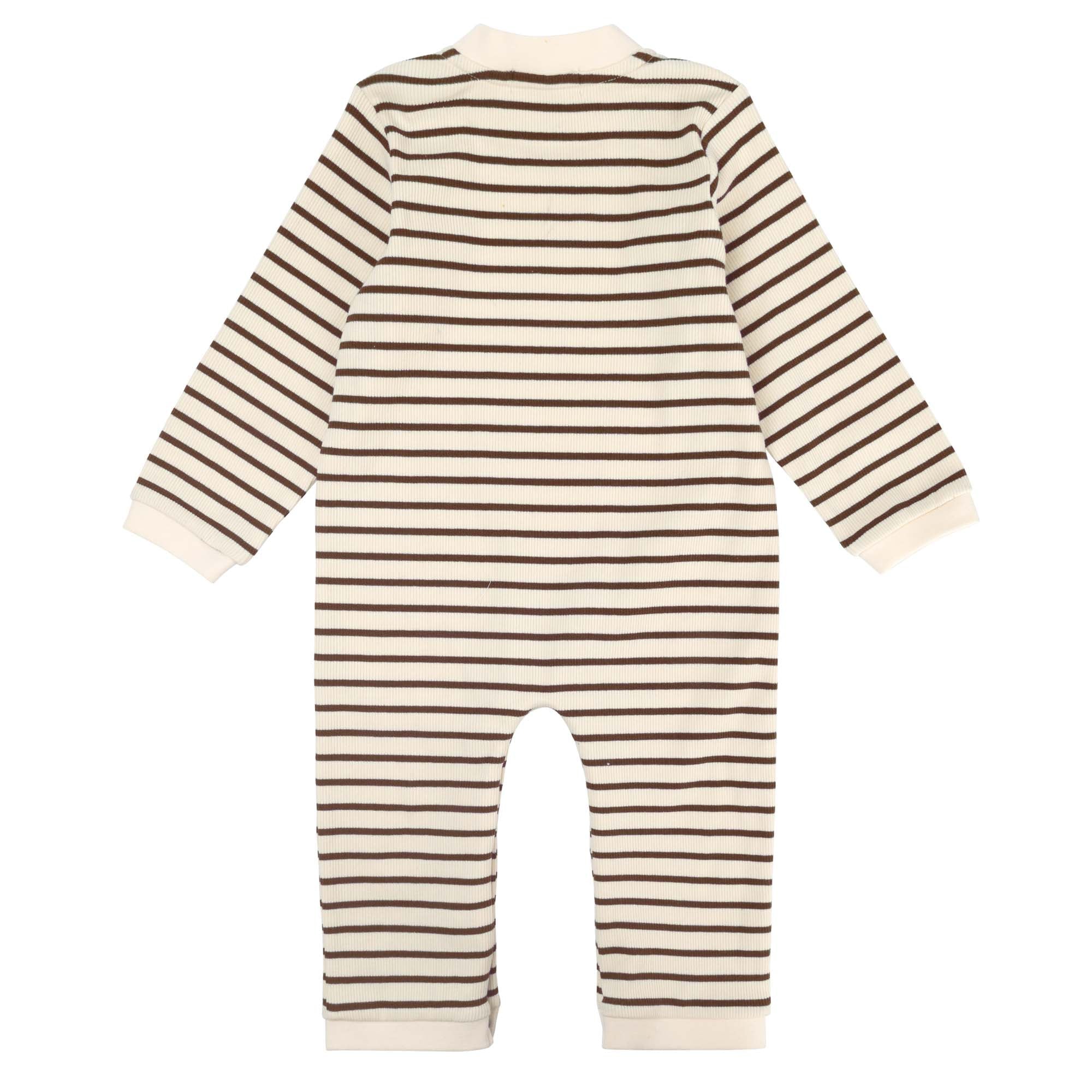 Jack Rib Stripe Romper - Chestnut - Designer Kidz