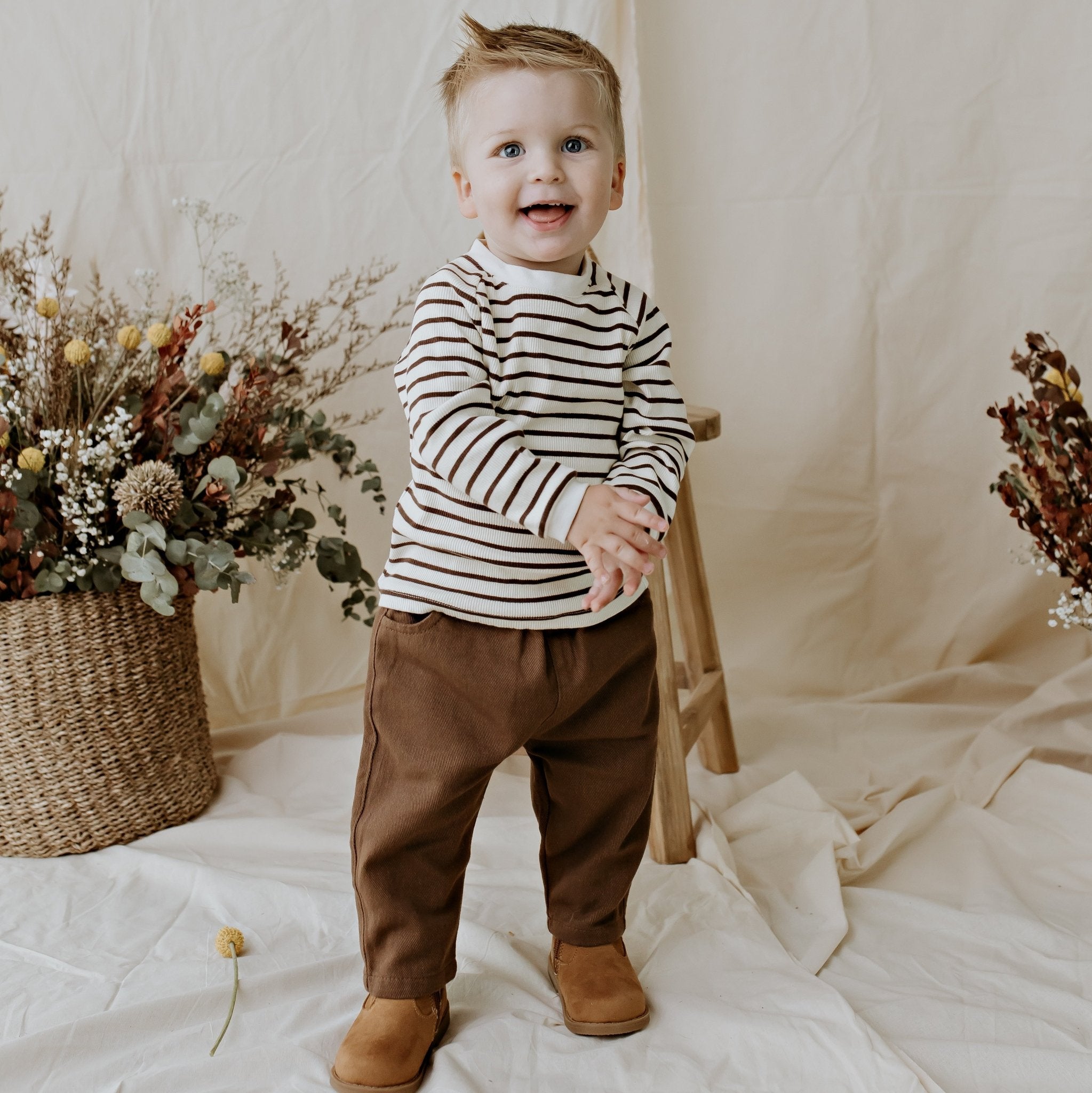 Jack Rib Stripe Top - Chestnut - Designer Kidz