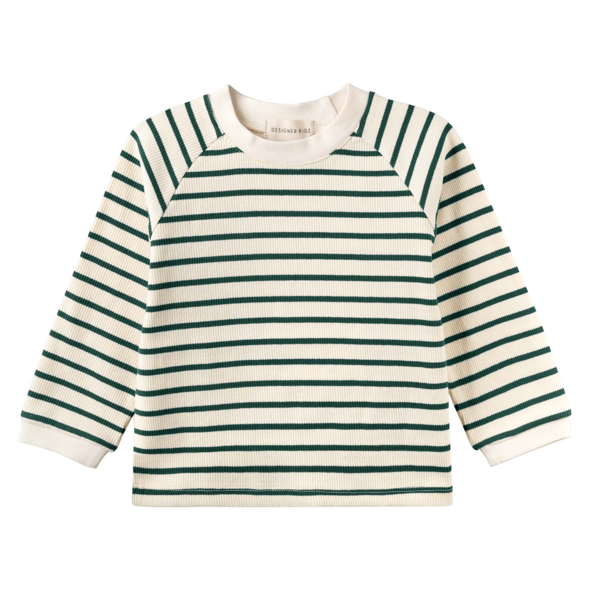 Jack Rib Stripe Top - Forest Green - Designer Kidz