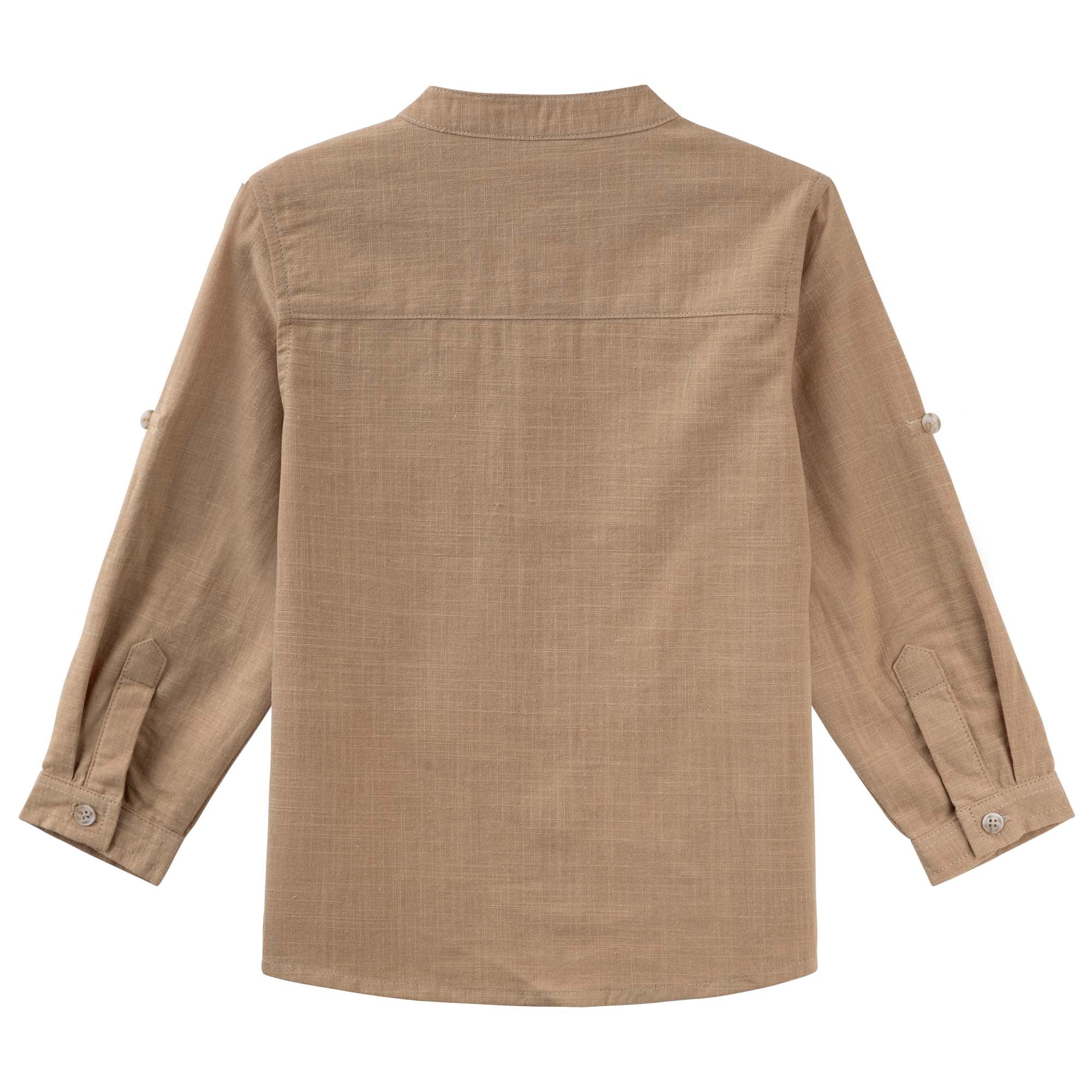 Leo L/S Button Shirt - Caramel - Designer Kidz