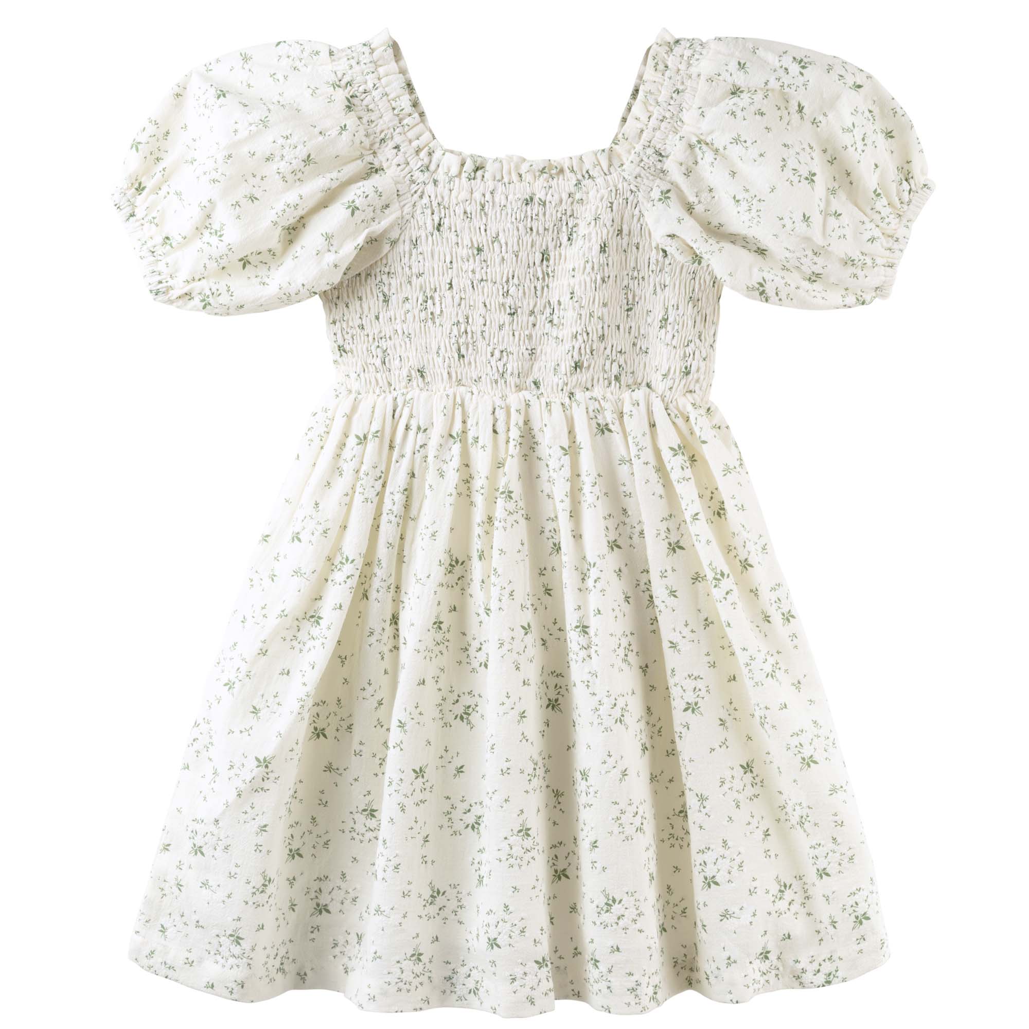Lily Puff Sleeve Dress - Ecru Floral - Designer Kidz