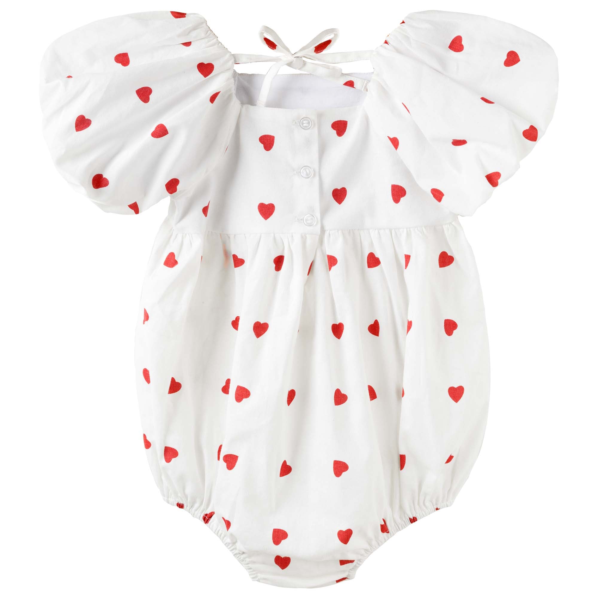 Love Hearts Puff Sleeve Romper - Designer Kidz