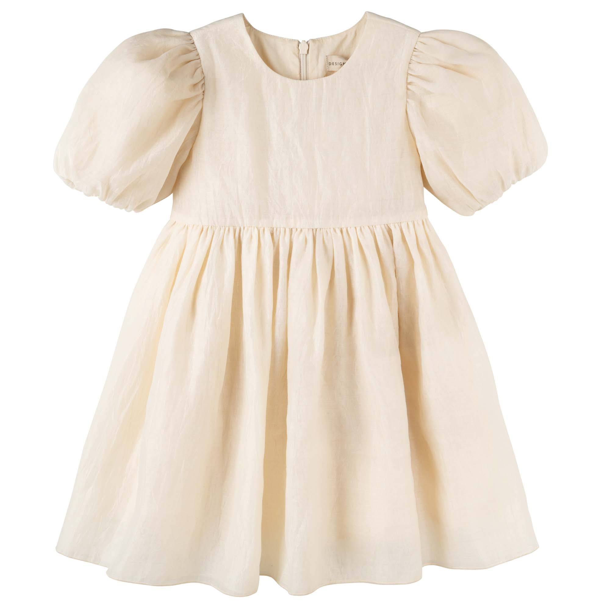 Noa Puff Sleeve Bow Back Dress - Champagne - Designer Kidz
