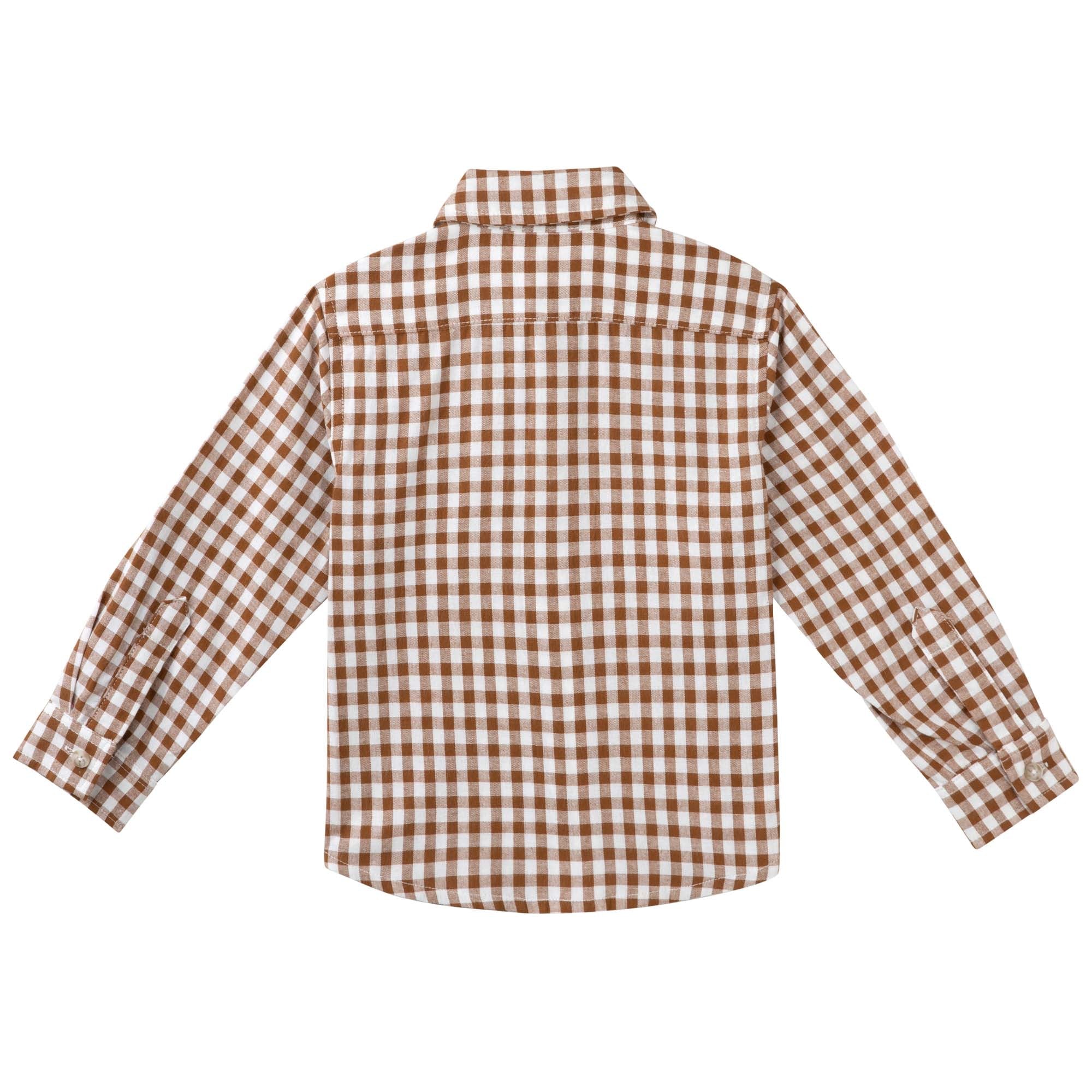 Oliver L/S Button Shirt - Cocoa Gingham - Designer Kidz