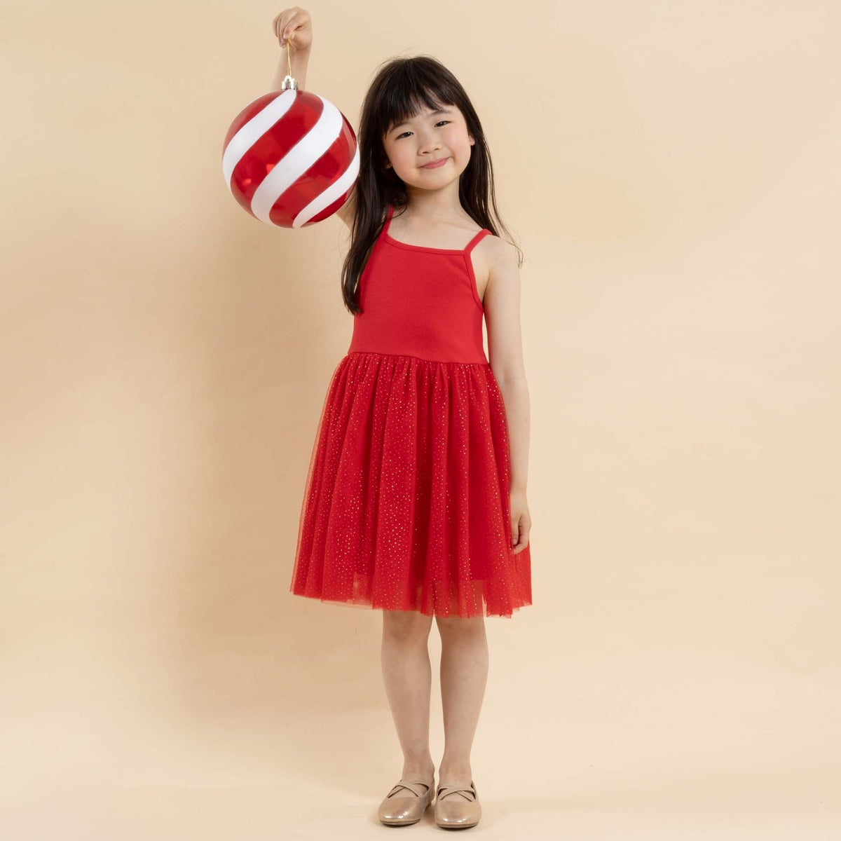 Ruby Rib Sparkle Tutu Dress - Red - Designer Kidz