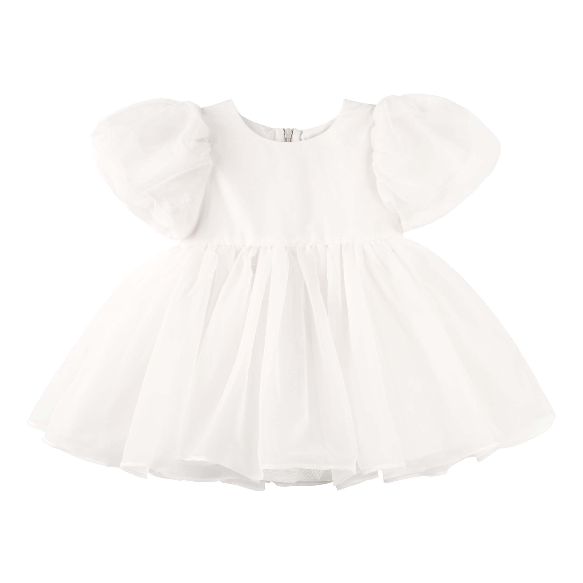Sophia Puff Sleeve Baby Dress - Ivory - Designer Kidz