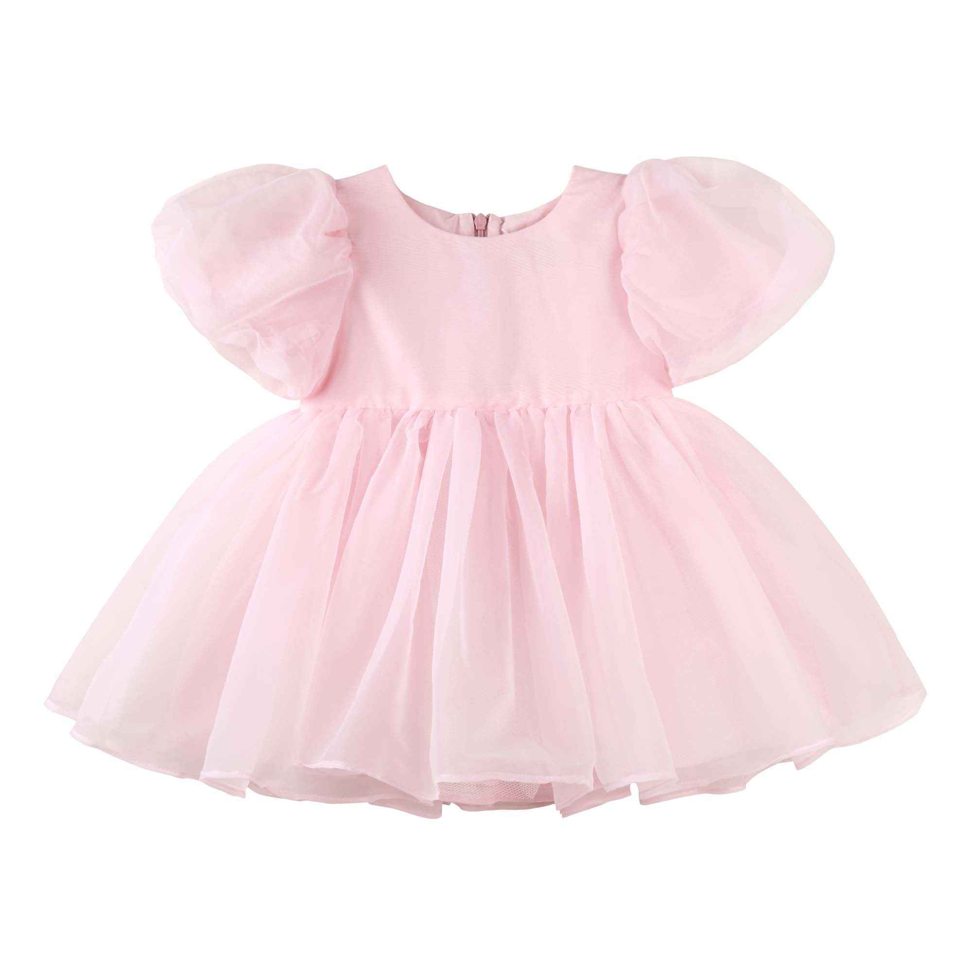Sophia Puff Sleeve Baby Dress - Pink - Designer Kidz