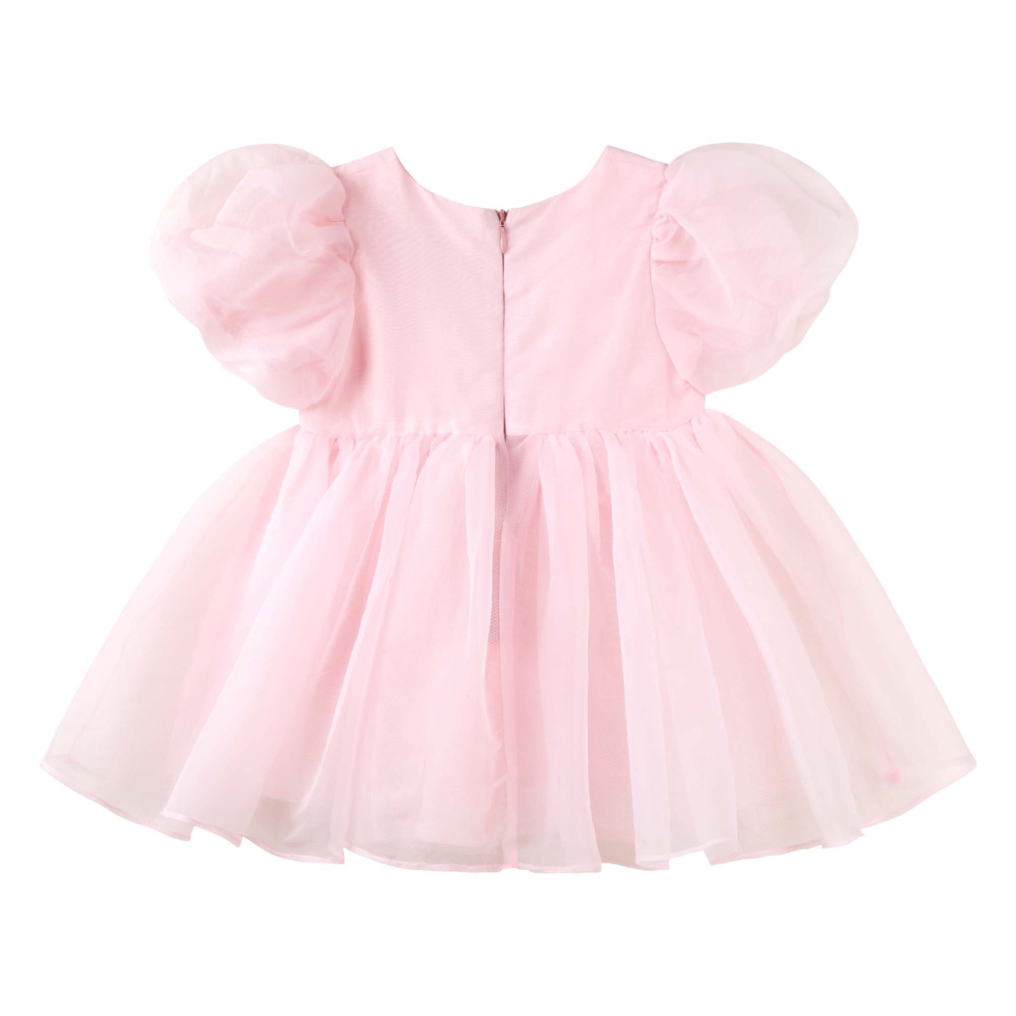 Sophia Puff Sleeve Baby Dress - Pink - Designer Kidz