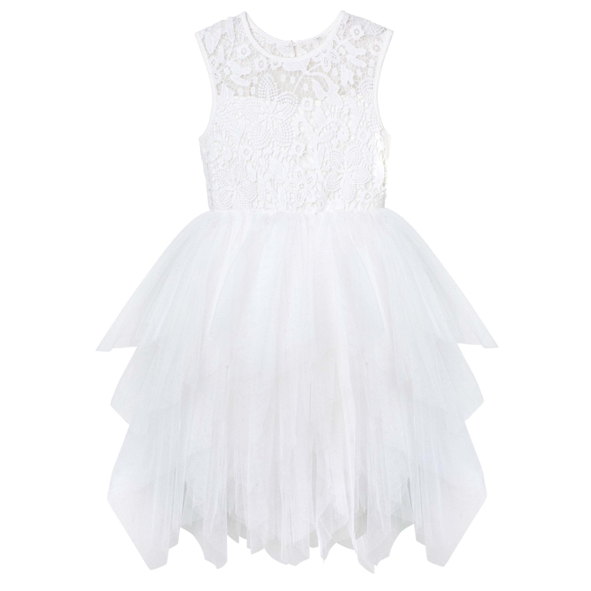 Tara Heart Back Dress - Ivory - Designer Kidz