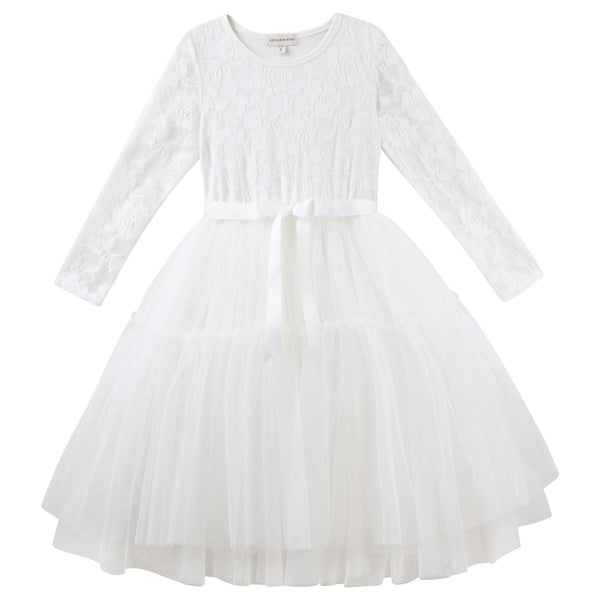 Princess Lace L/S Tutu Dress - Ivory