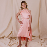 Alexa Satin High Low Dress - Peach