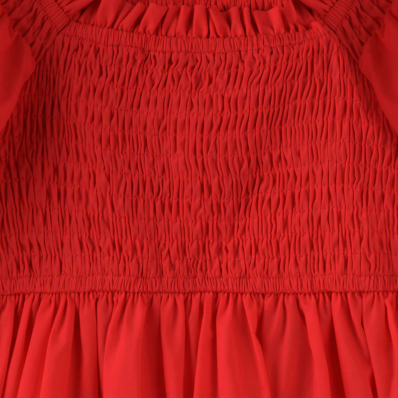 Lily Puff Sleeve Dress - Red