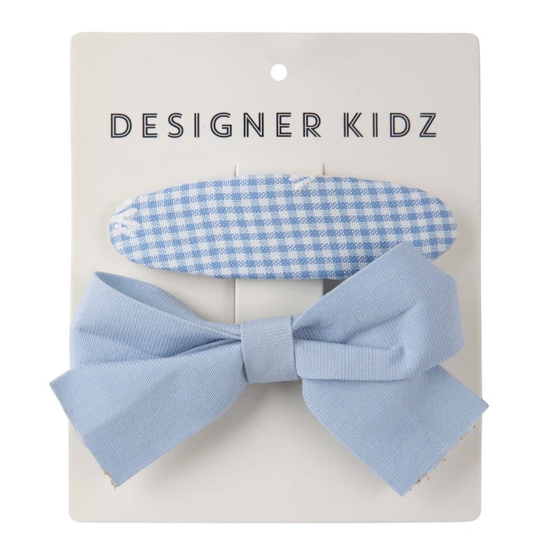 Gingham Hair Clip Pack - Blue