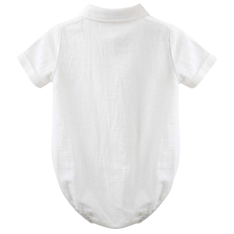 Archie S/S Button Romper - Ivory
