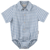 Oliver S/S Gingham Romper - Blue