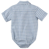 Oliver S/S Gingham Romper - Blue