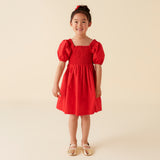 Lily Puff Sleeve Dress - Red