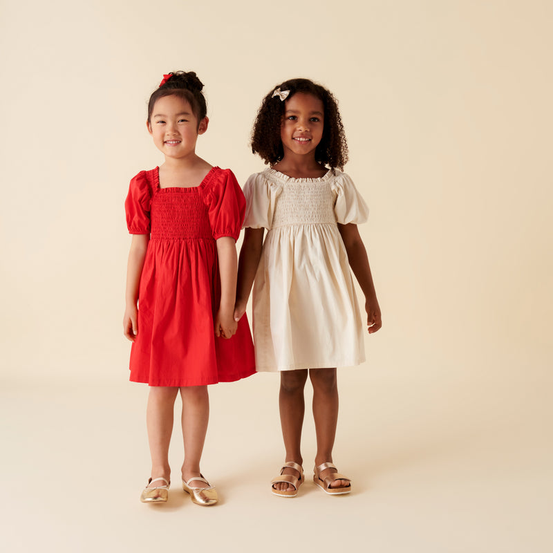Lily Puff Sleeve Dress - Red