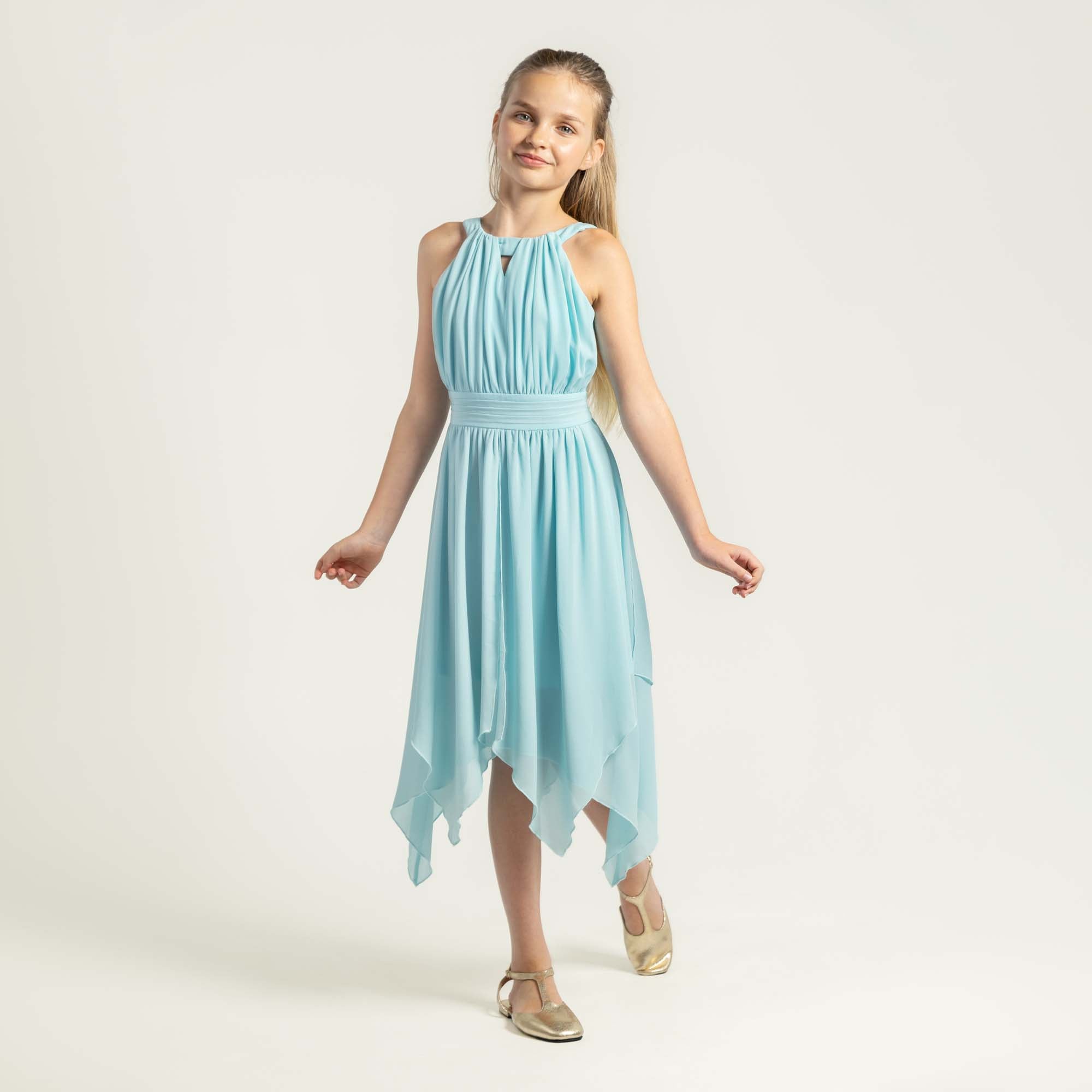 Angelene Panelled Dress - Aqua - Designer Kidz