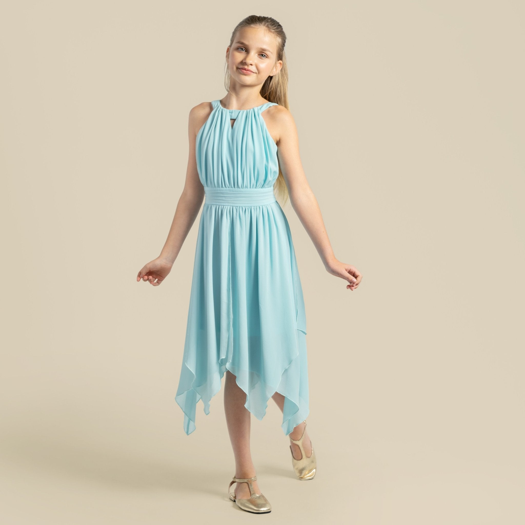 Angelene Panelled Dress - Aqua - Designer Kidz