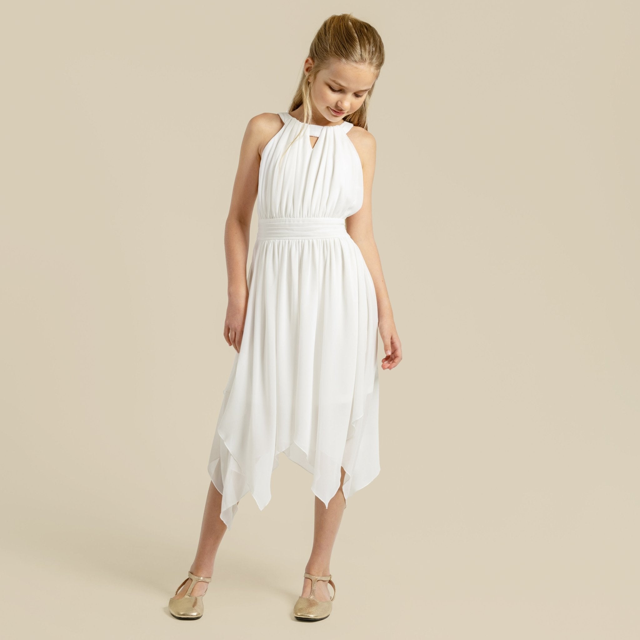 Angelene Panelled Dress - Ivory - Designer Kidz