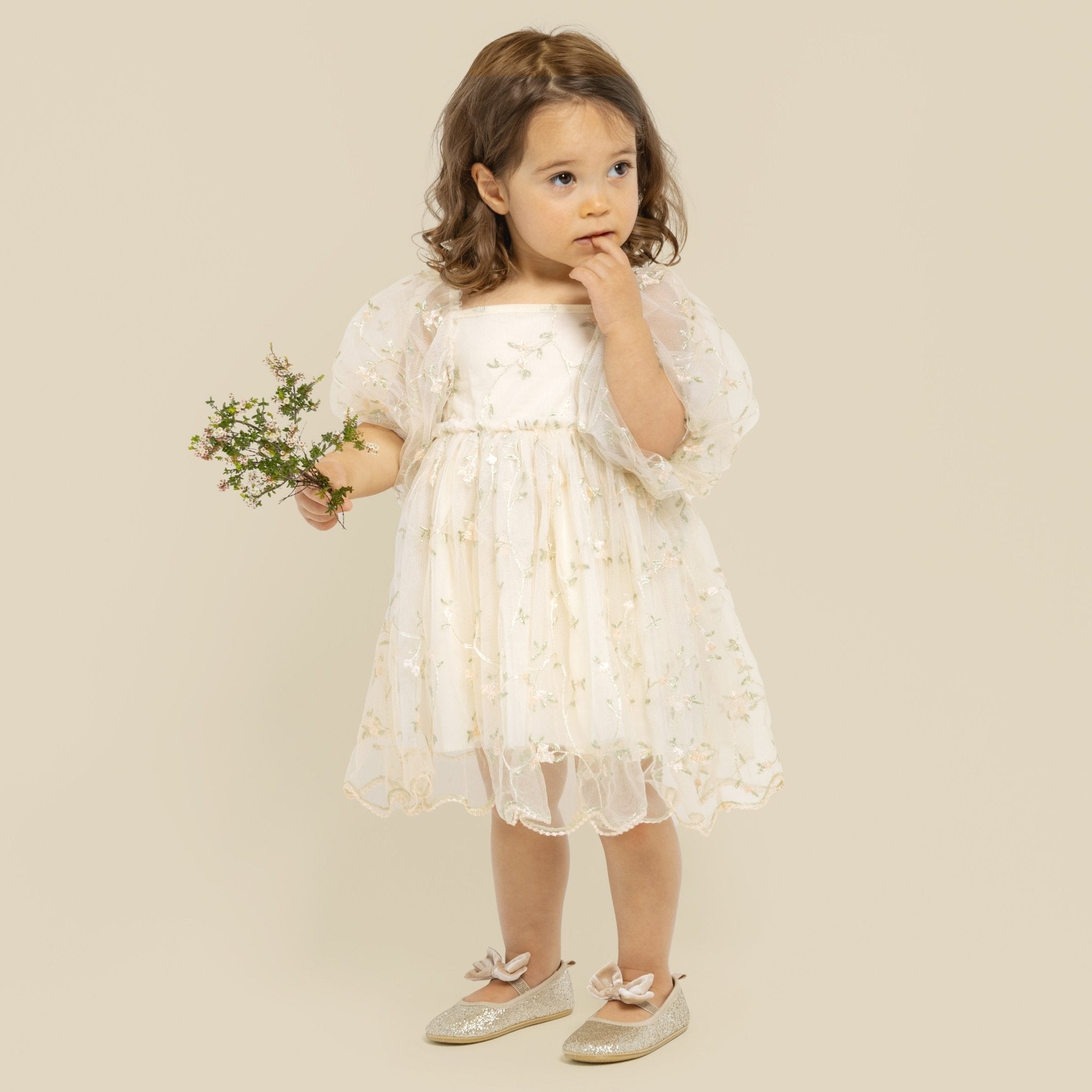 Ava Embroidered Floral Dress - Designer Kidz