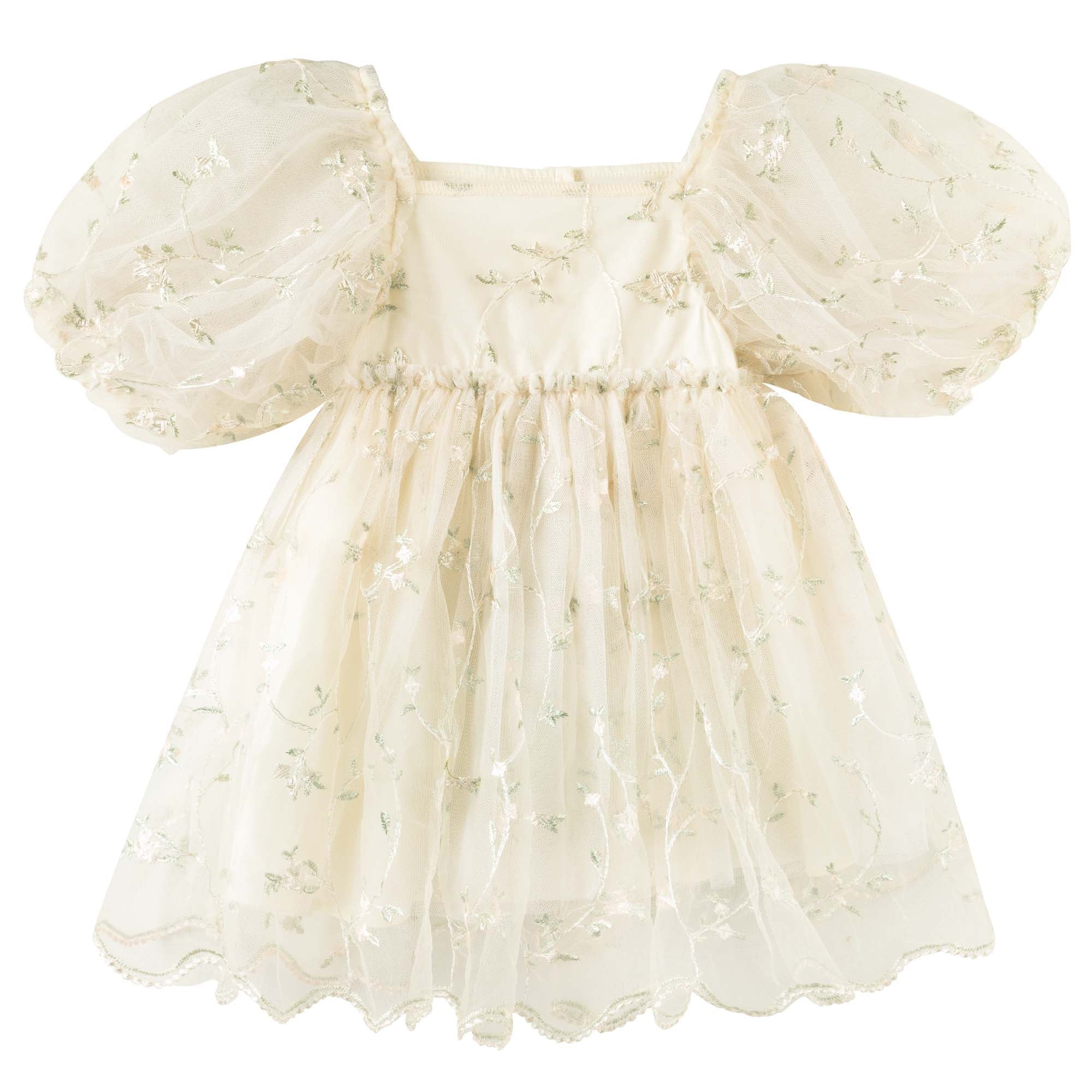 Ava Embroidered Floral Dress - Designer Kidz