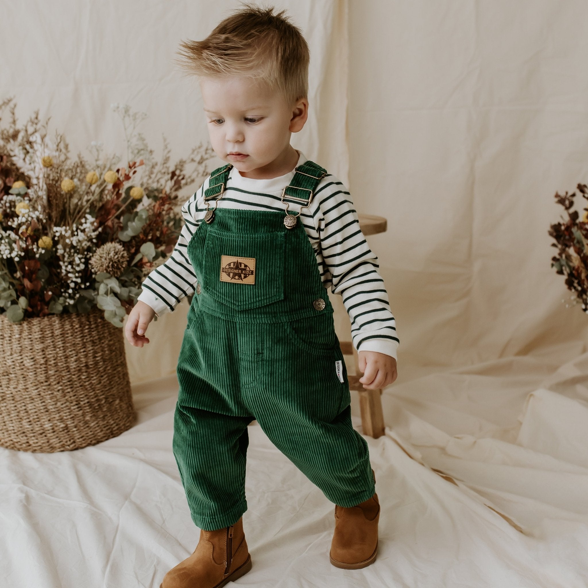 Charlie Cord Overalls - Juniper Green - Designer Kidz