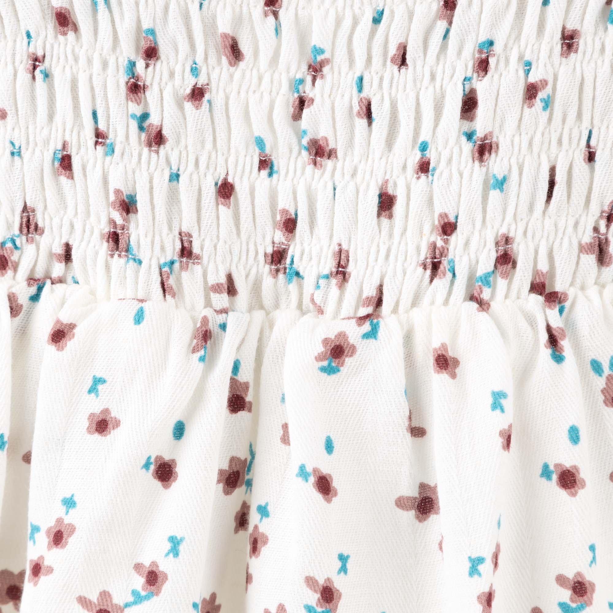 Evie S/S Puff Sleeve Romper - Ecru - Designer Kidz
