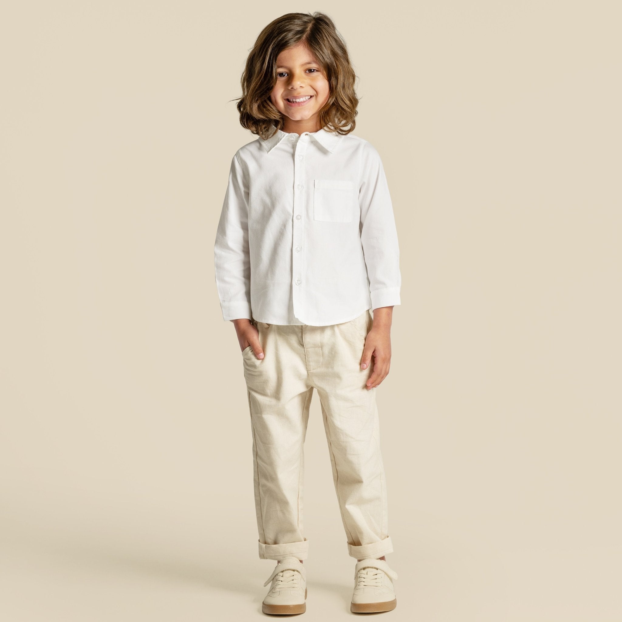 Finley Linen Pants - Sand - Designer Kidz