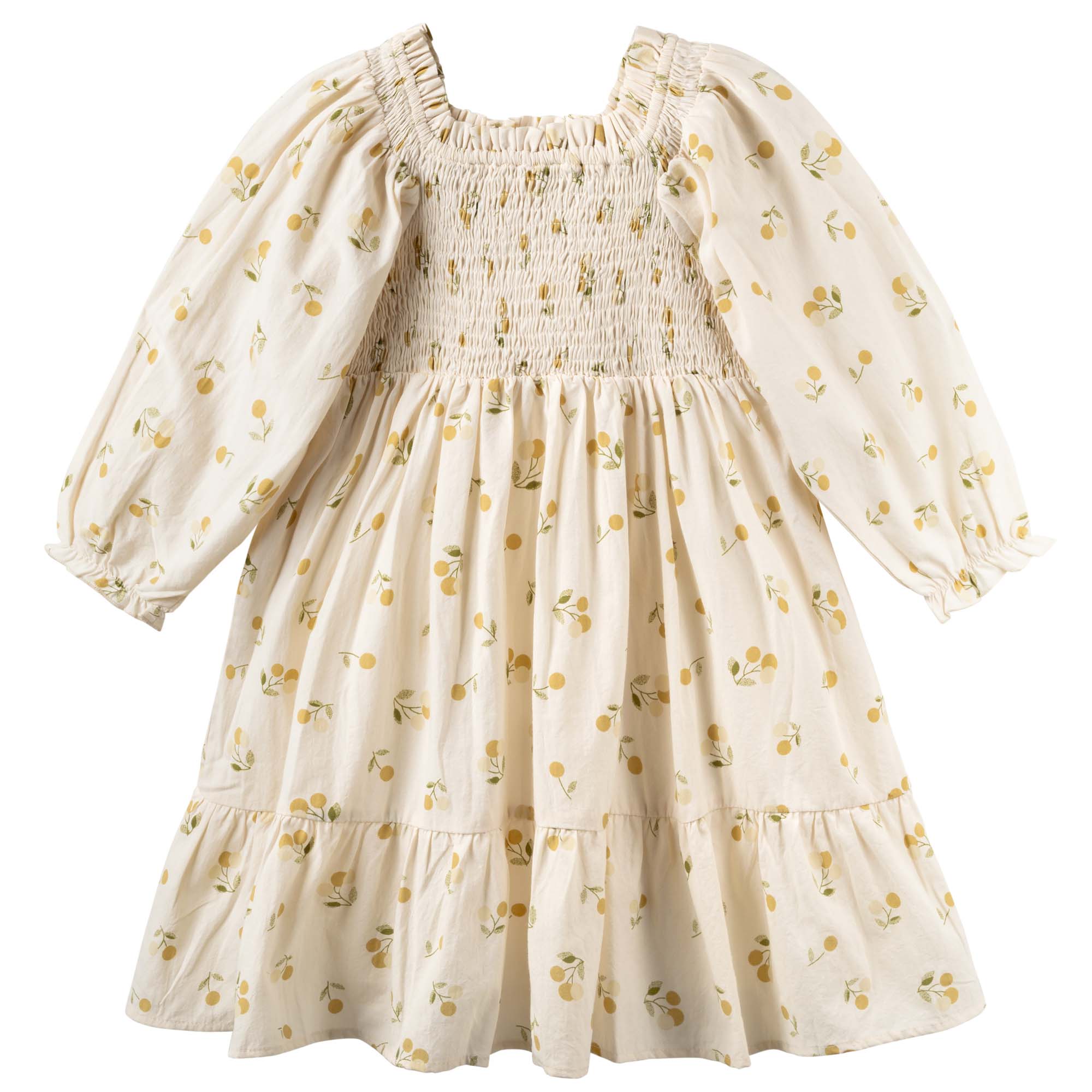 Golden Cherry Tiered Dress - Designer Kidz