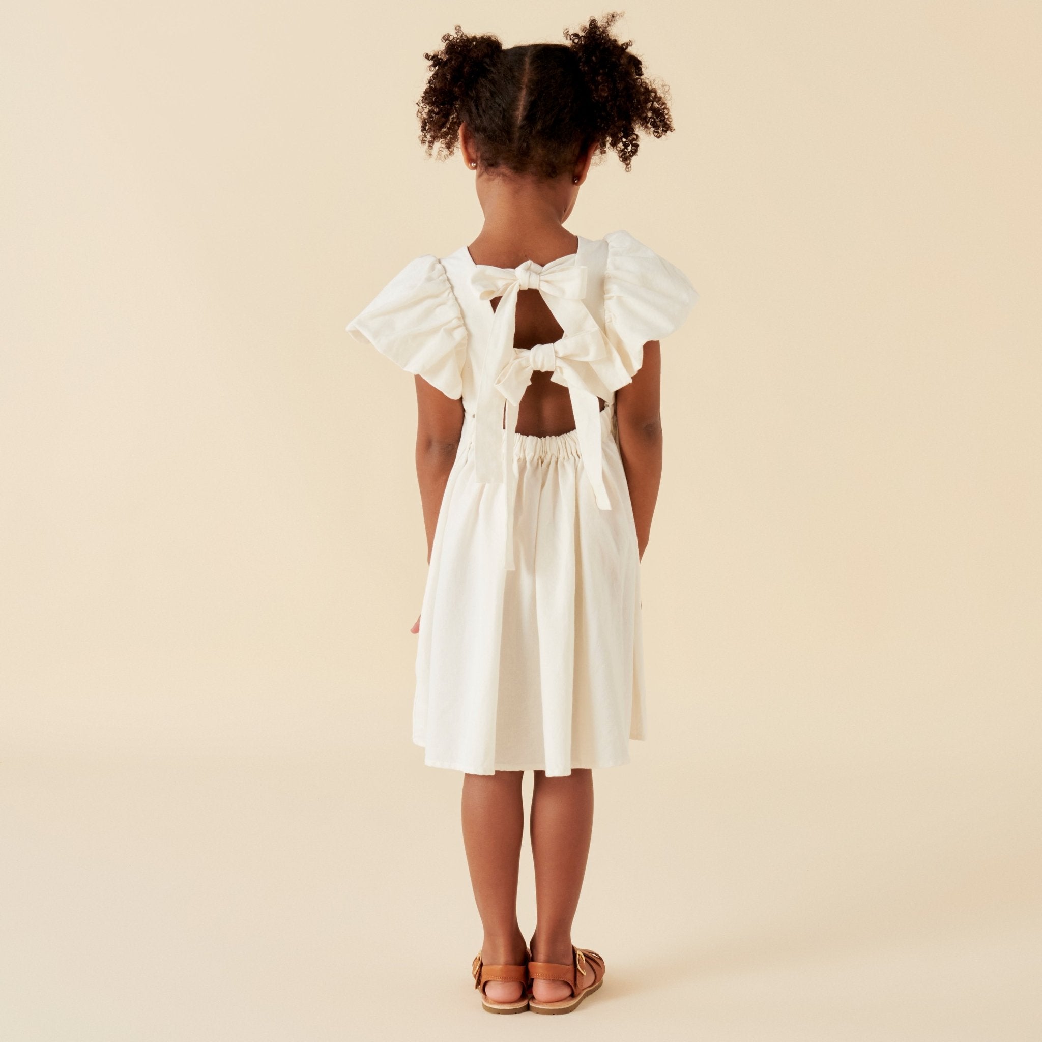Grace Tie Back Dress - Ecru - Designer Kidz