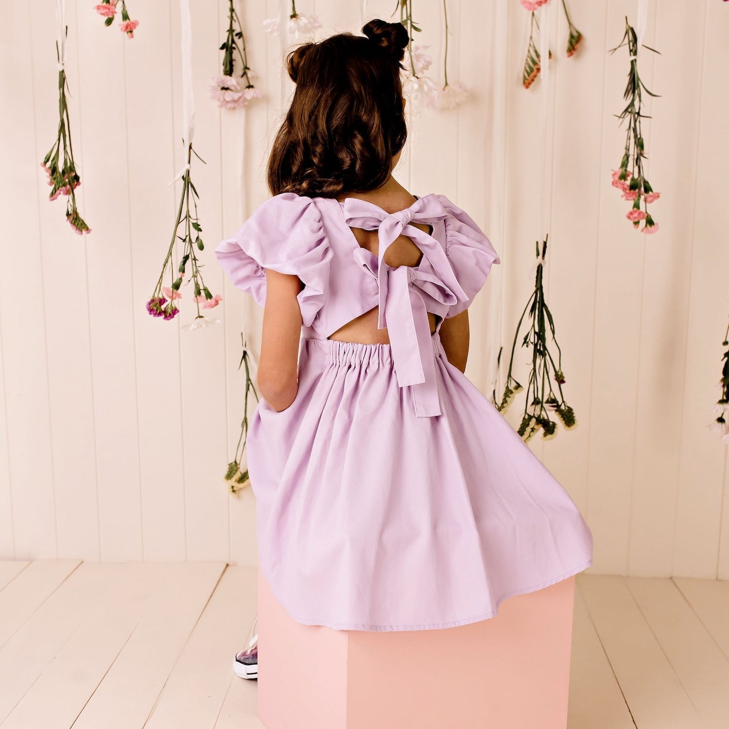 Grace Tie Back Dress - Lavender - Designer Kidz