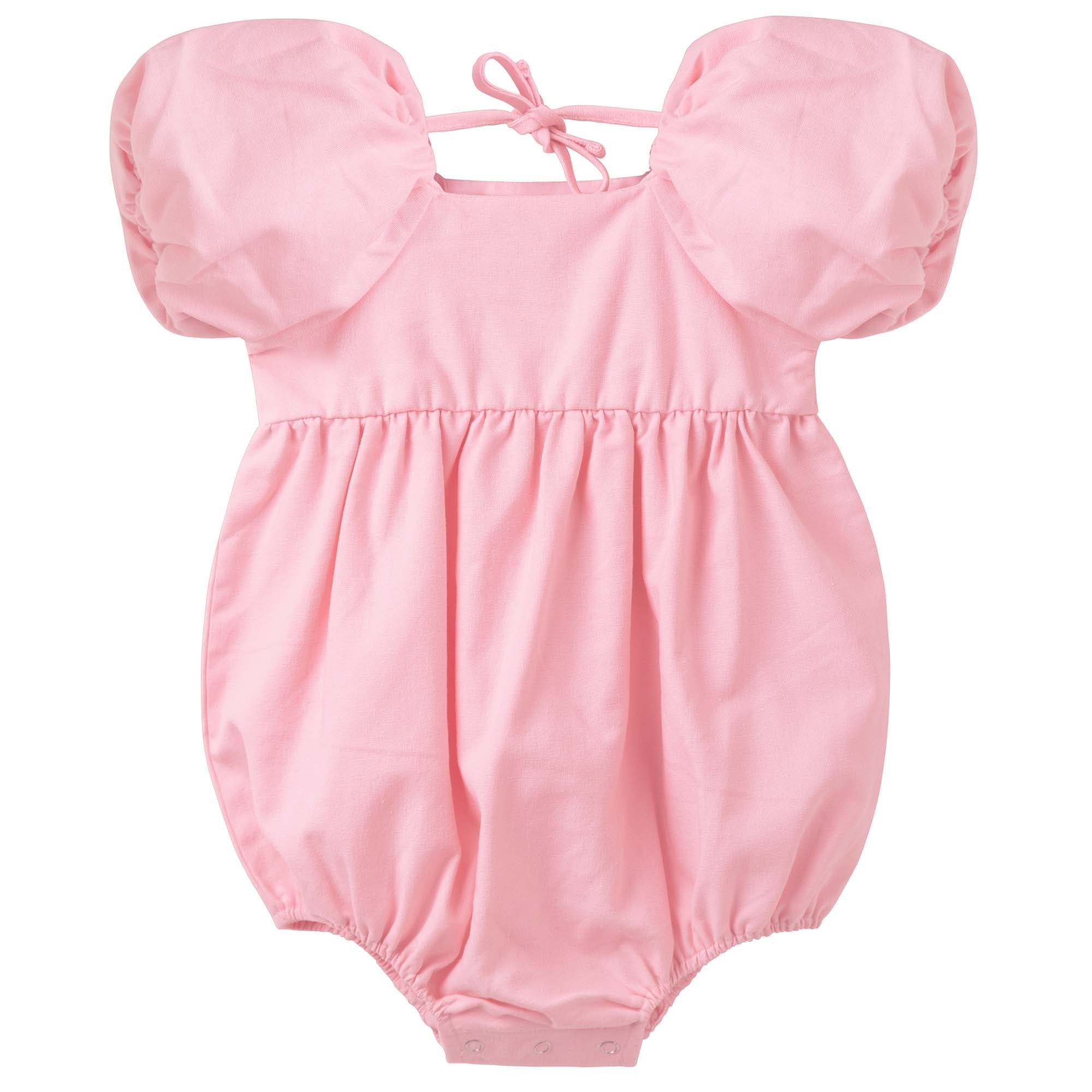 Grace Tie Back Romper - Pink - Designer Kidz