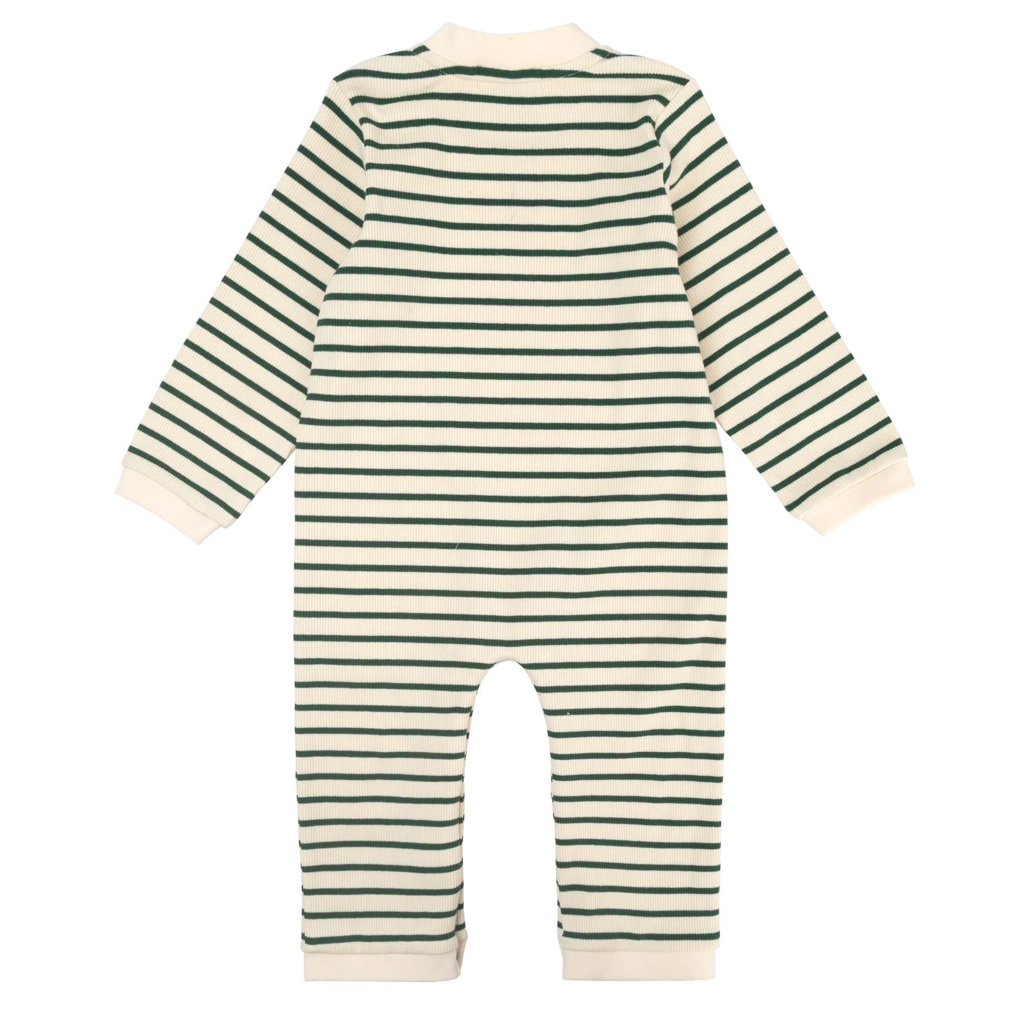 Jack Rib Stripe Romper - Forest Green - Designer Kidz